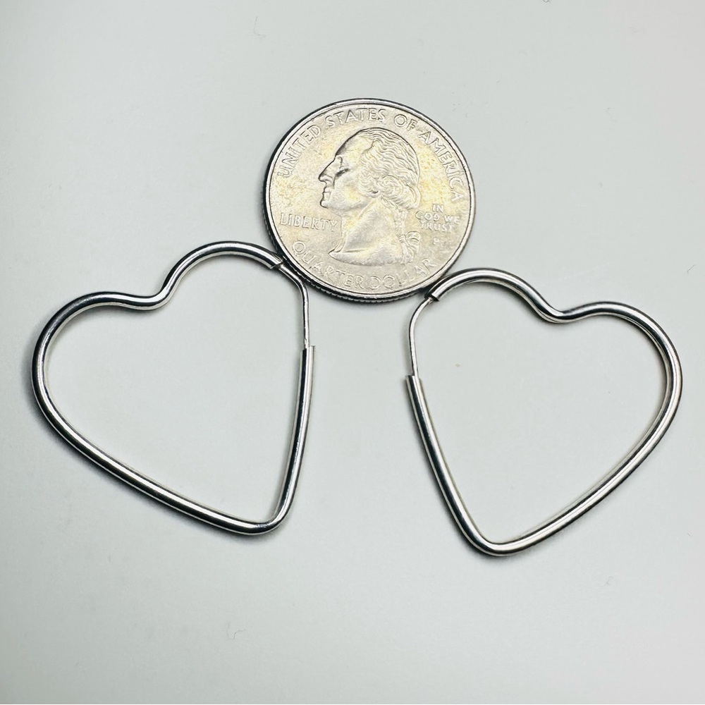 925 Heart Hoops - Sterling Silver Endless Posts - Picture 5 of 5